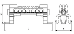 Distribuidor de Polo Único con 2/13=15 Orificios 6.5x9mm²
