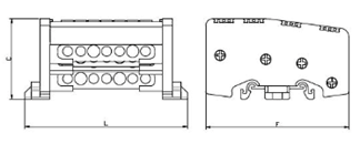 onka Distribuidor de 4 Polos de 10x15mm² con 15 Orificios y Tapa en Zuminova