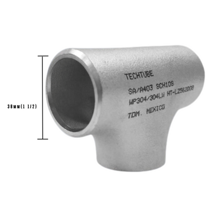 TEE Recta de Acero Inoxidable Ced. 40s - 316L